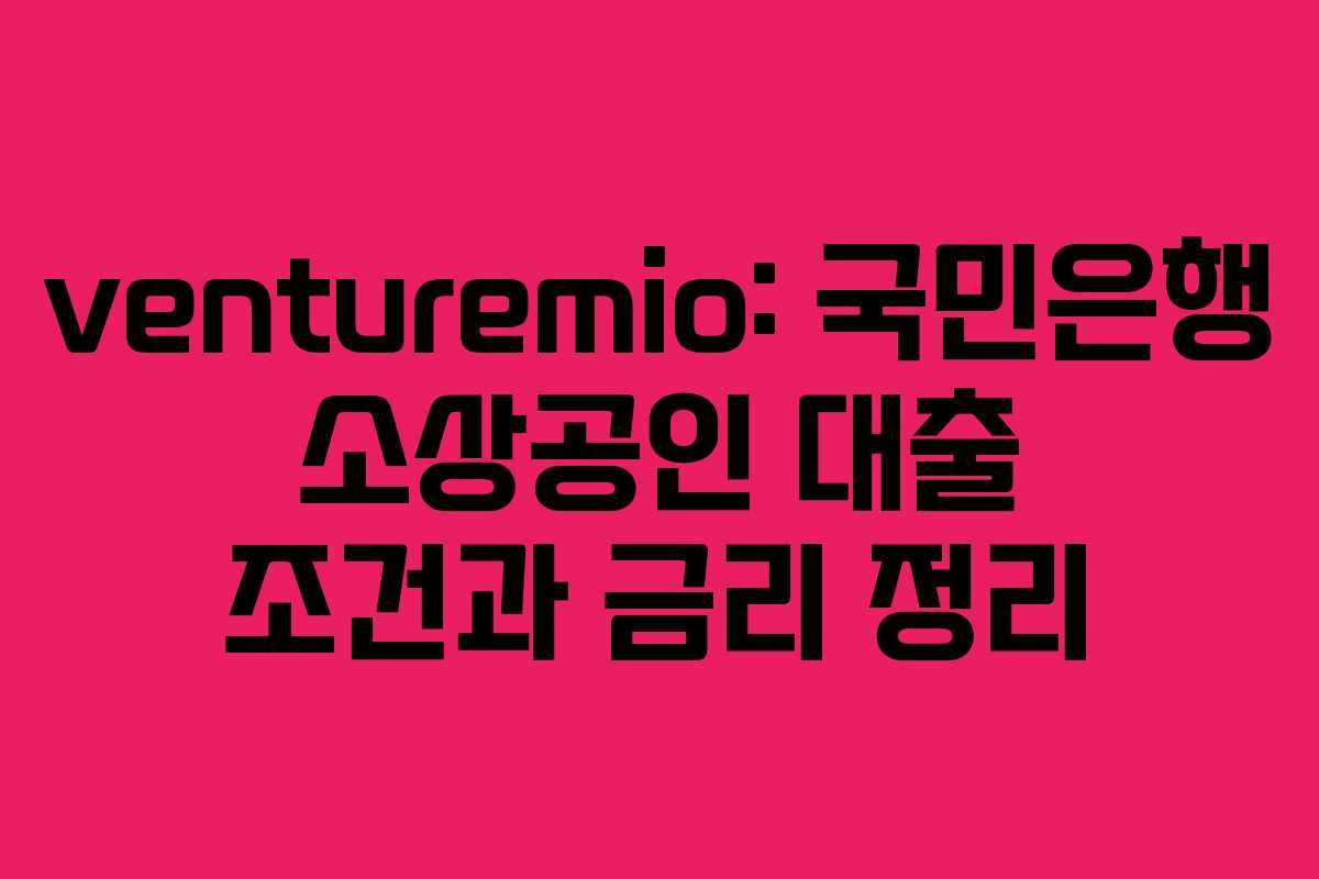 venturemio: 국민은행 소상공인 대출 조건과 금리 정리