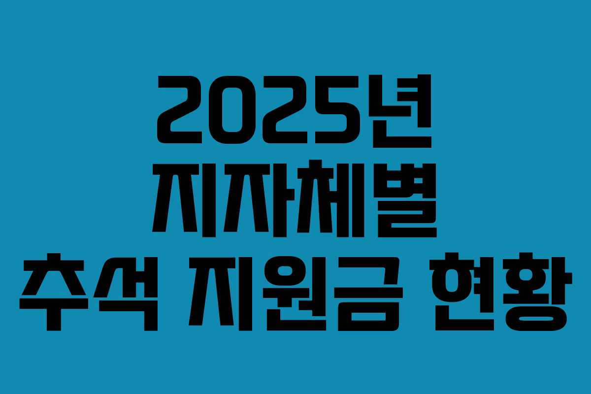 2025년 지자체별 추석 지원금 현황