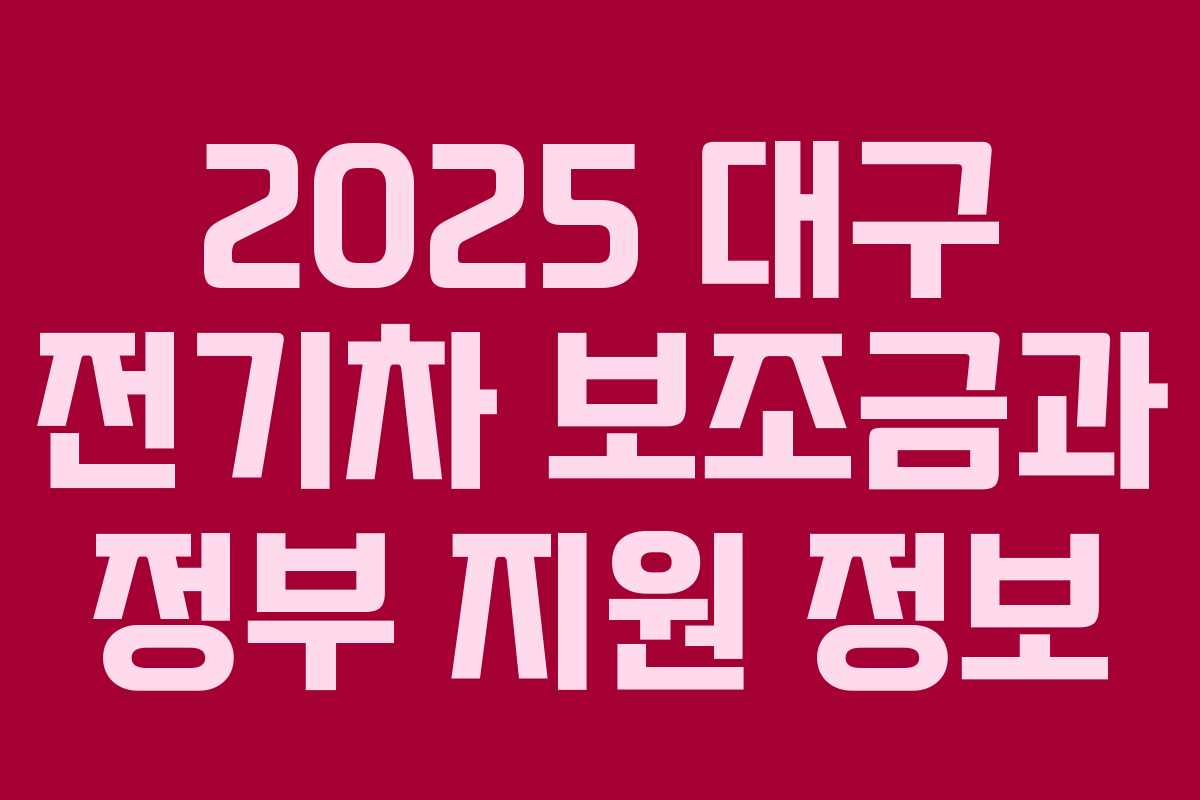 2025 대구 전기차 보조금과 정부 지원 정보