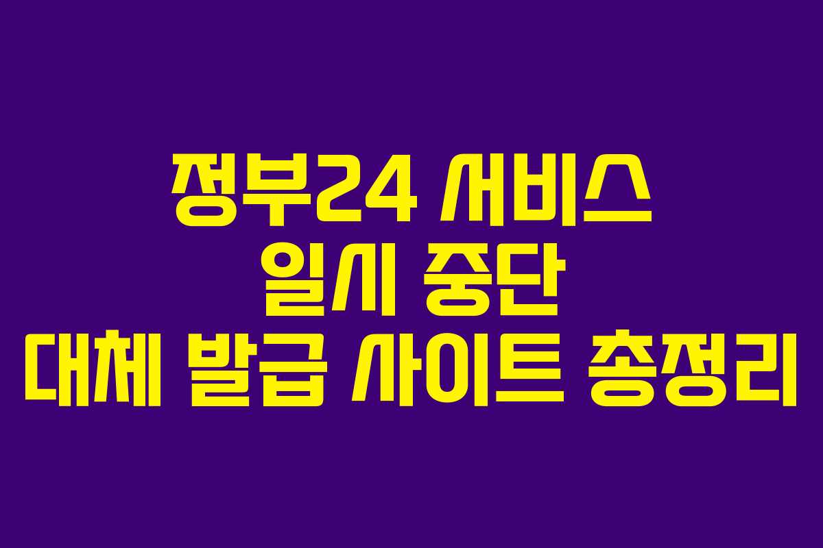 정부24 서비스 일시 중단 대체 발급 사이트 총정리 정부24 서비스 일시 중단 대체 발급 사이트 총정리