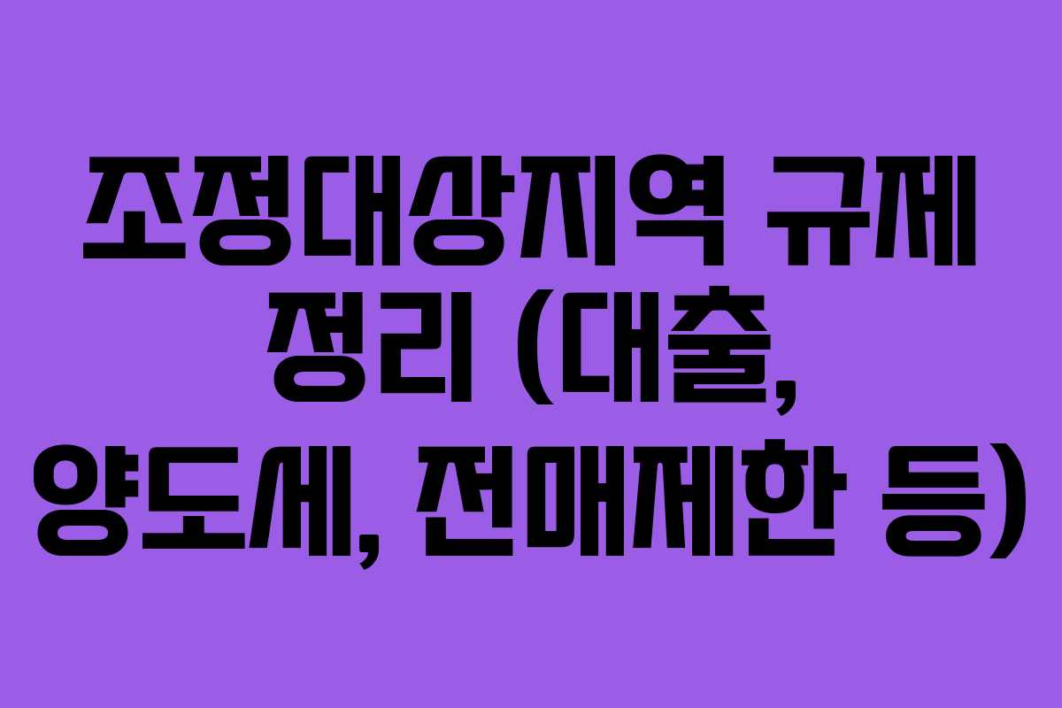 조정대상지역 규제 정리 (대출, 양도세, 전매제한 등) 조정대상지역 규제 정리 (대출, 양도세, 전매제한 등)