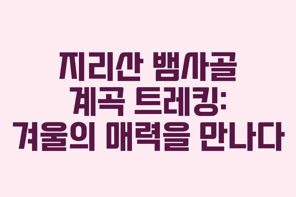 지리산 뱀사골 계곡 트레킹: 겨울의 매력을 만나다