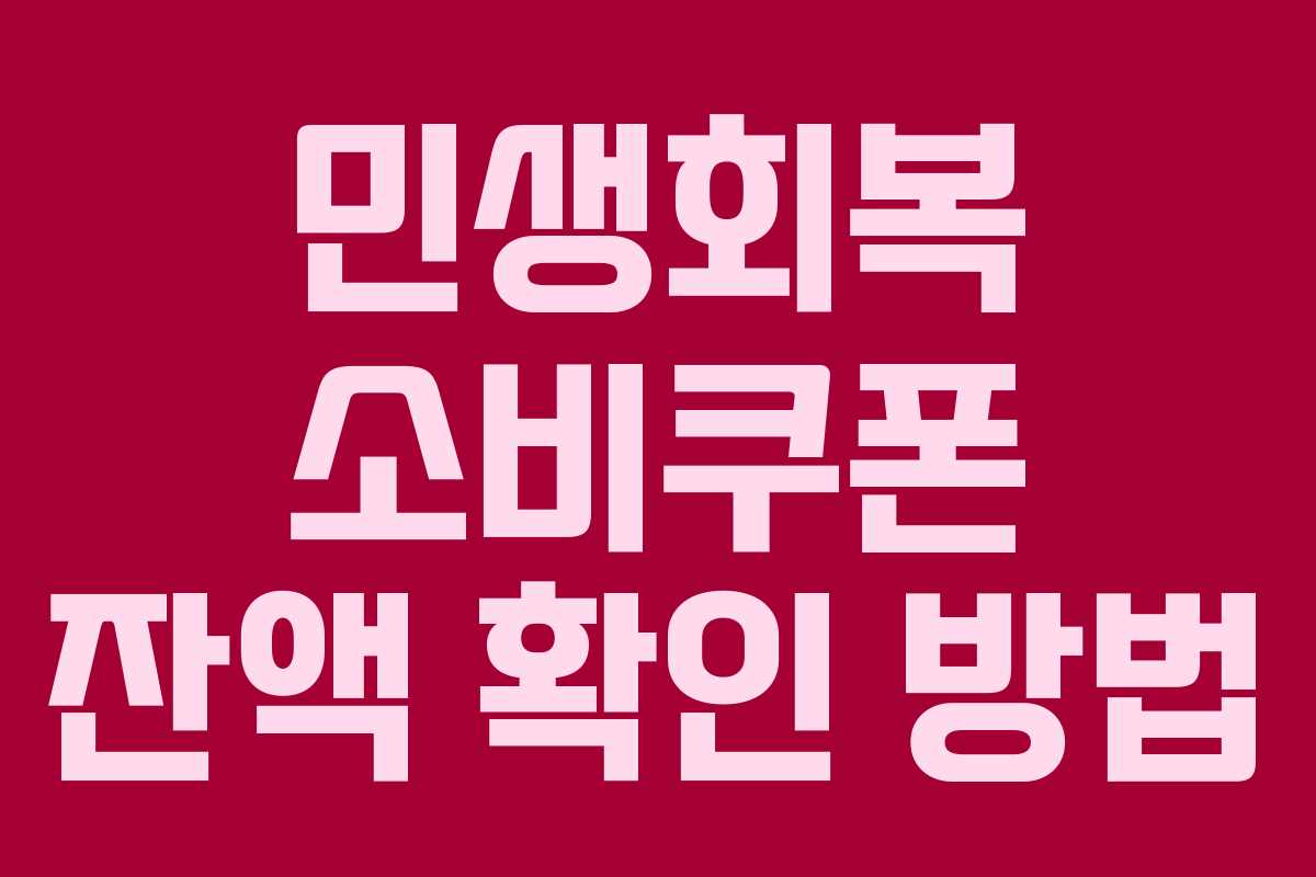 민생회복 소비쿠폰 잔액 확인 방법 민생회복 소비쿠폰 잔액 확인 방법