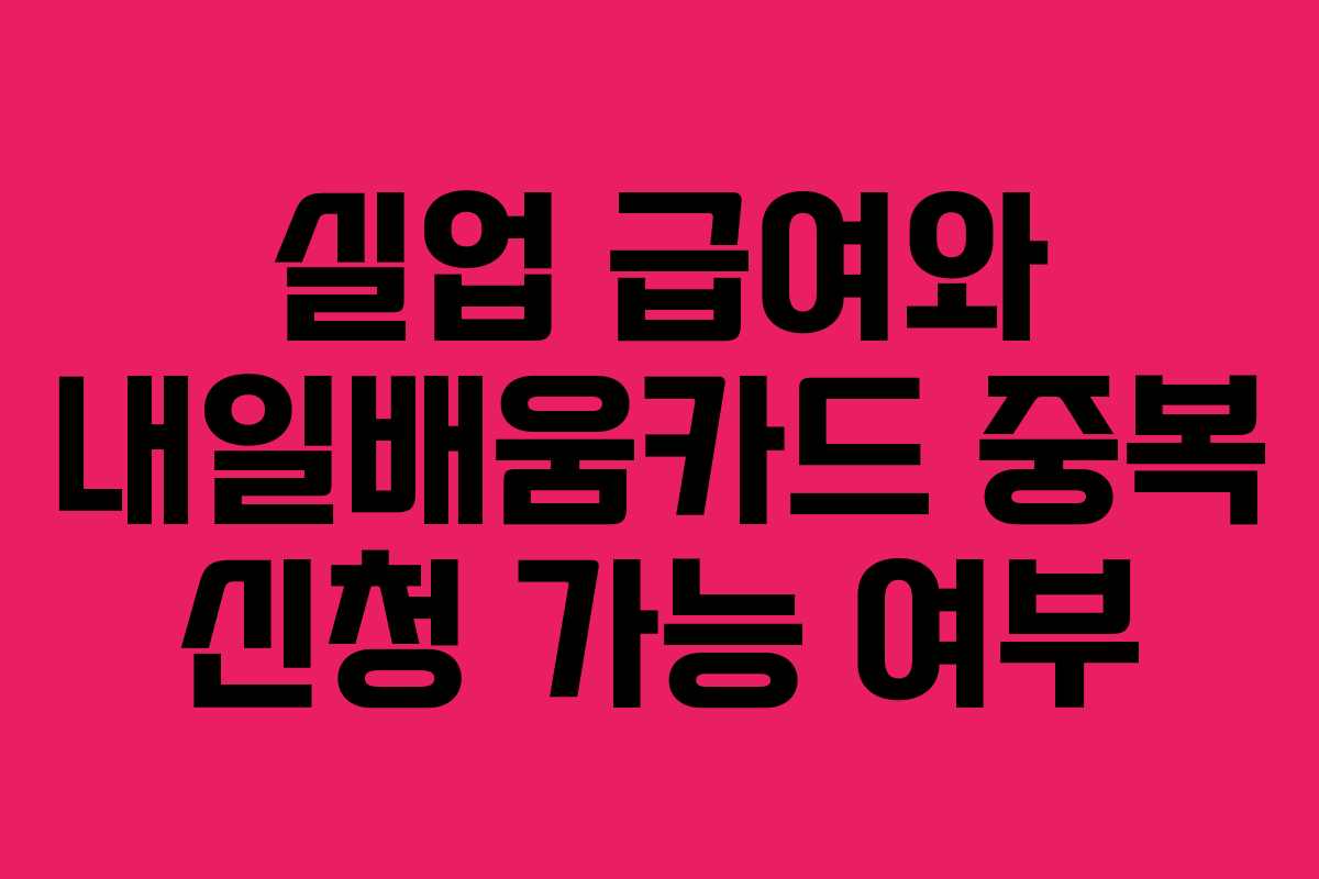 실업 급여와 내일배움카드 중복 신청 가능 여부 실업 급여와 내일배움카드 중복 신청 가능 여부