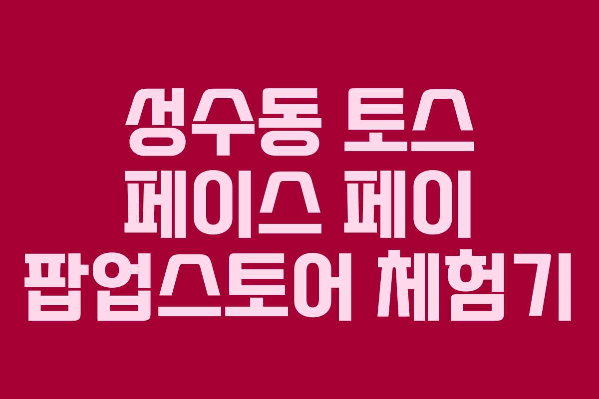성수동 토스 페이스 페이 팝업스토어 체험기 성수동 토스 페이스 페이 팝업스토어 체험기