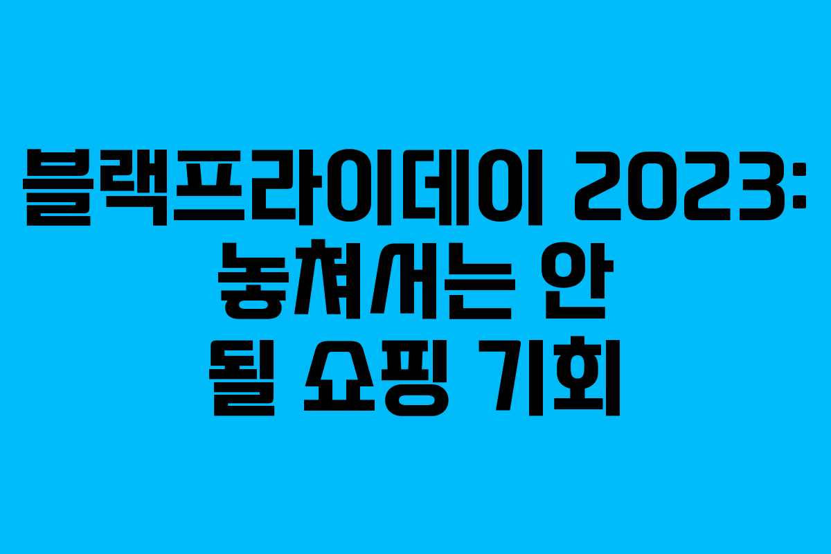블랙프라이데이 2023: 놓쳐서는 안 될 쇼핑 기회 블랙프라이데이 2023: 놓쳐서는 안 될 쇼핑 기회