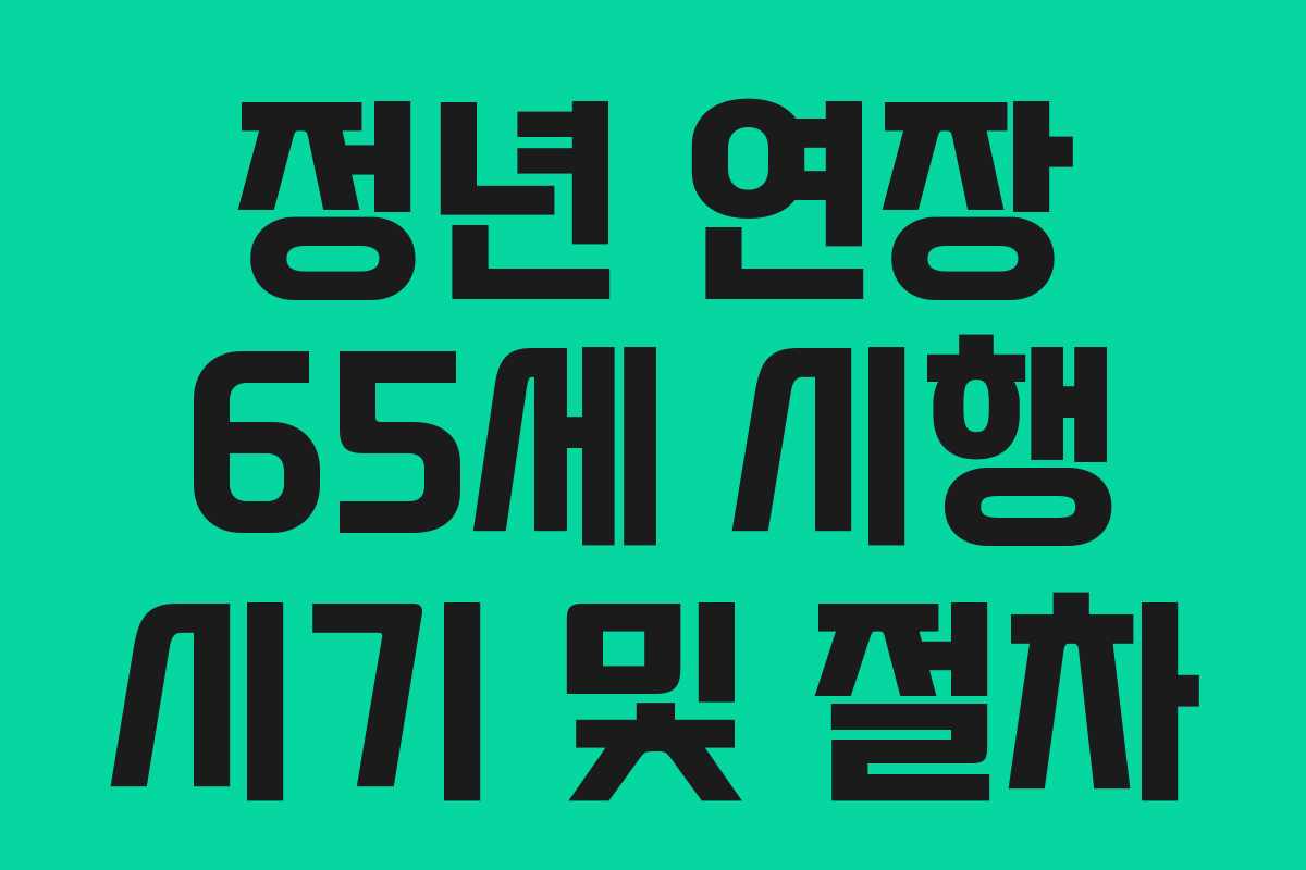 정년 연장 65세 시행 시기 및 절차 정년 연장 65세 시행 시기 및 절차