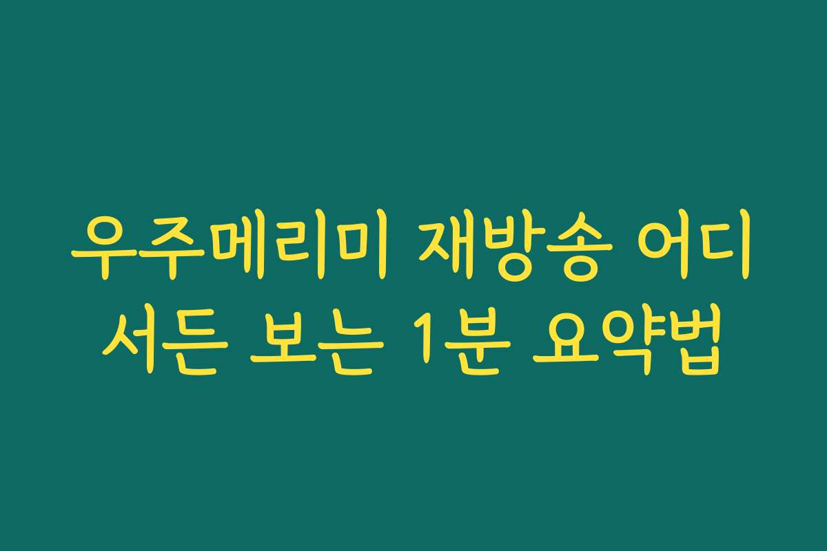 우주메리미 재방송 어디서든 보는 1분 요약법 우주메리미 재방송 어디서든 보는 1분 요약법