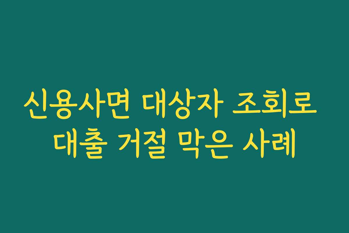 신용사면 대상자 조회로 대출 거절 막은 사례