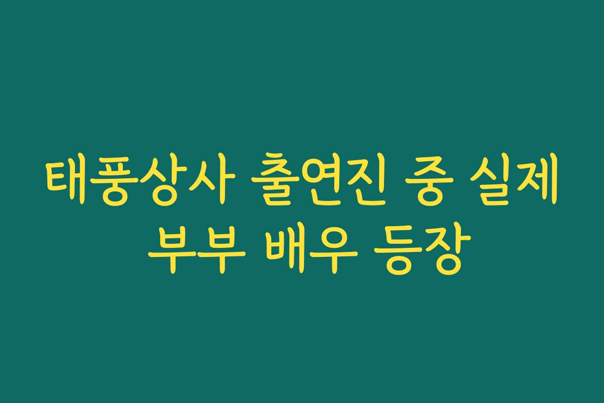 태풍상사 출연진 중 실제 부부 배우 등장