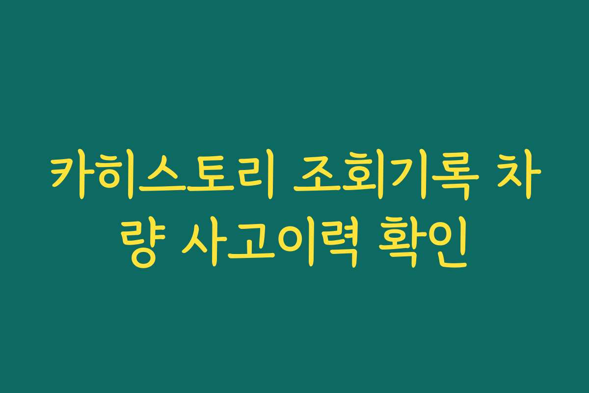 카히스토리 조회기록 차량 사고이력 확인 카히스토리 조회기록 차량 사고이력 확인