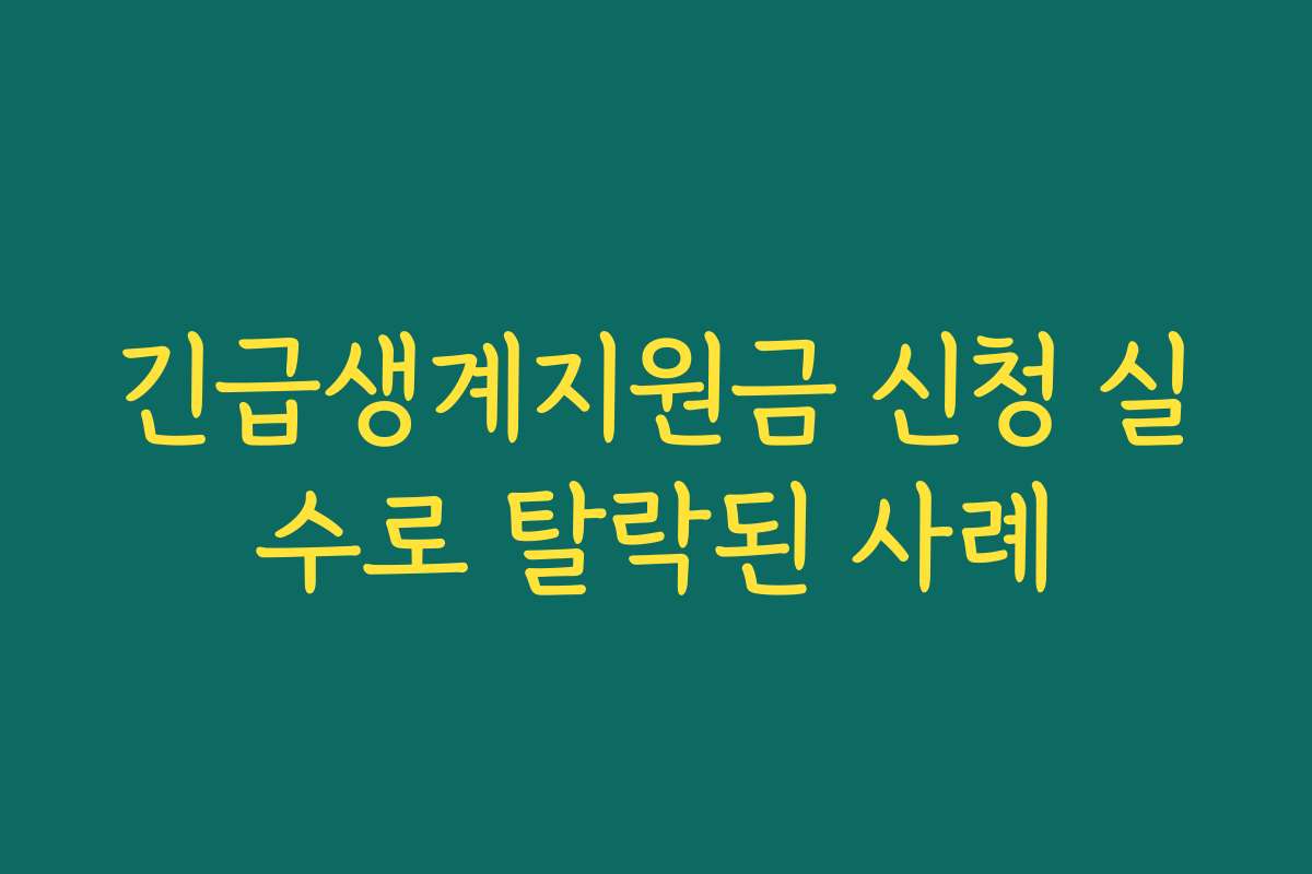 긴급생계지원금 신청 실수로 탈락된 사례 긴급생계지원금 신청 실수로 탈락된 사례