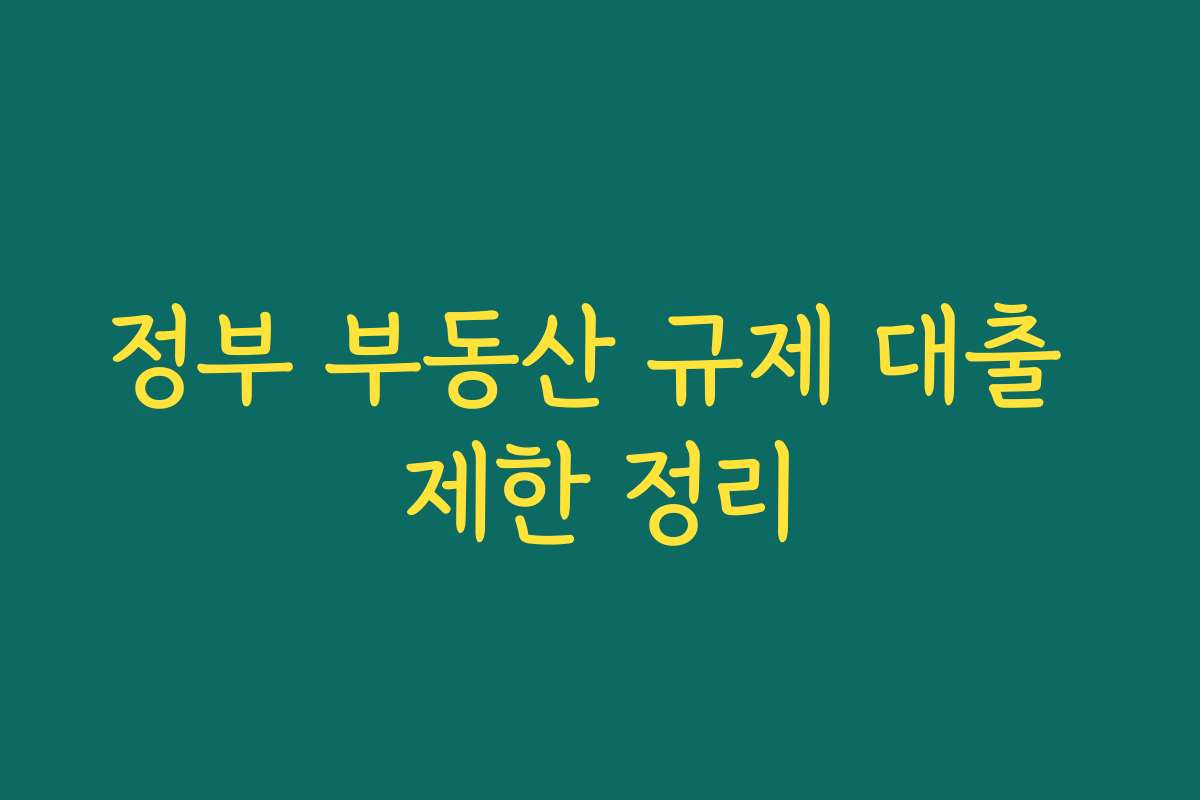 정부 부동산 규제 대출 제한 정리