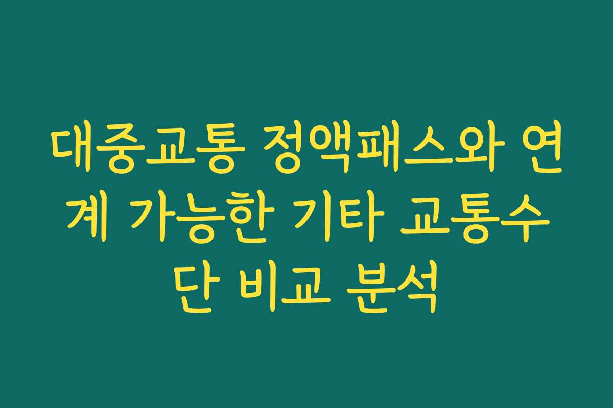 대중교통 정액패스와 연계 가능한 기타 교통수단 비교 분석