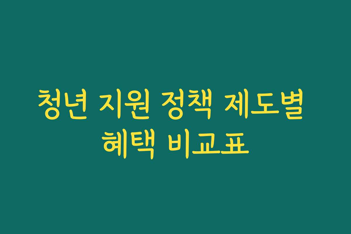 청년 지원 정책 제도별 혜택 비교표
