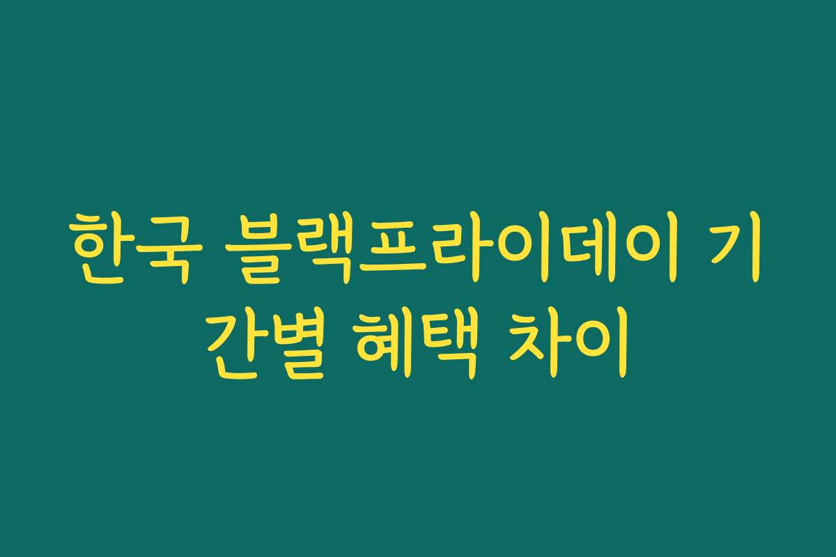 한국 블랙프라이데이 기간별 혜택 차이 한국 블랙프라이데이 기간별 혜택 차이