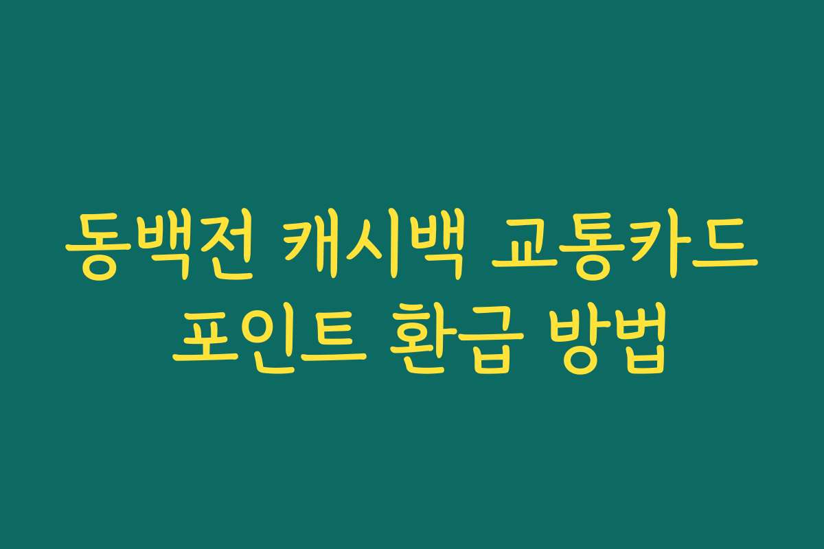 동백전 캐시백 교통카드 포인트 환급 방법 동백전 캐시백 교통카드 포인트 환급 방법