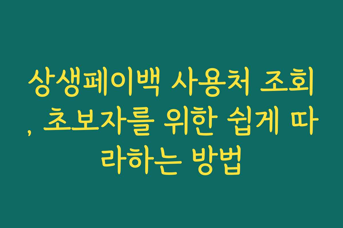 상생페이백 사용처 조회, 초보자를 위한 쉽게 따라하는 방법