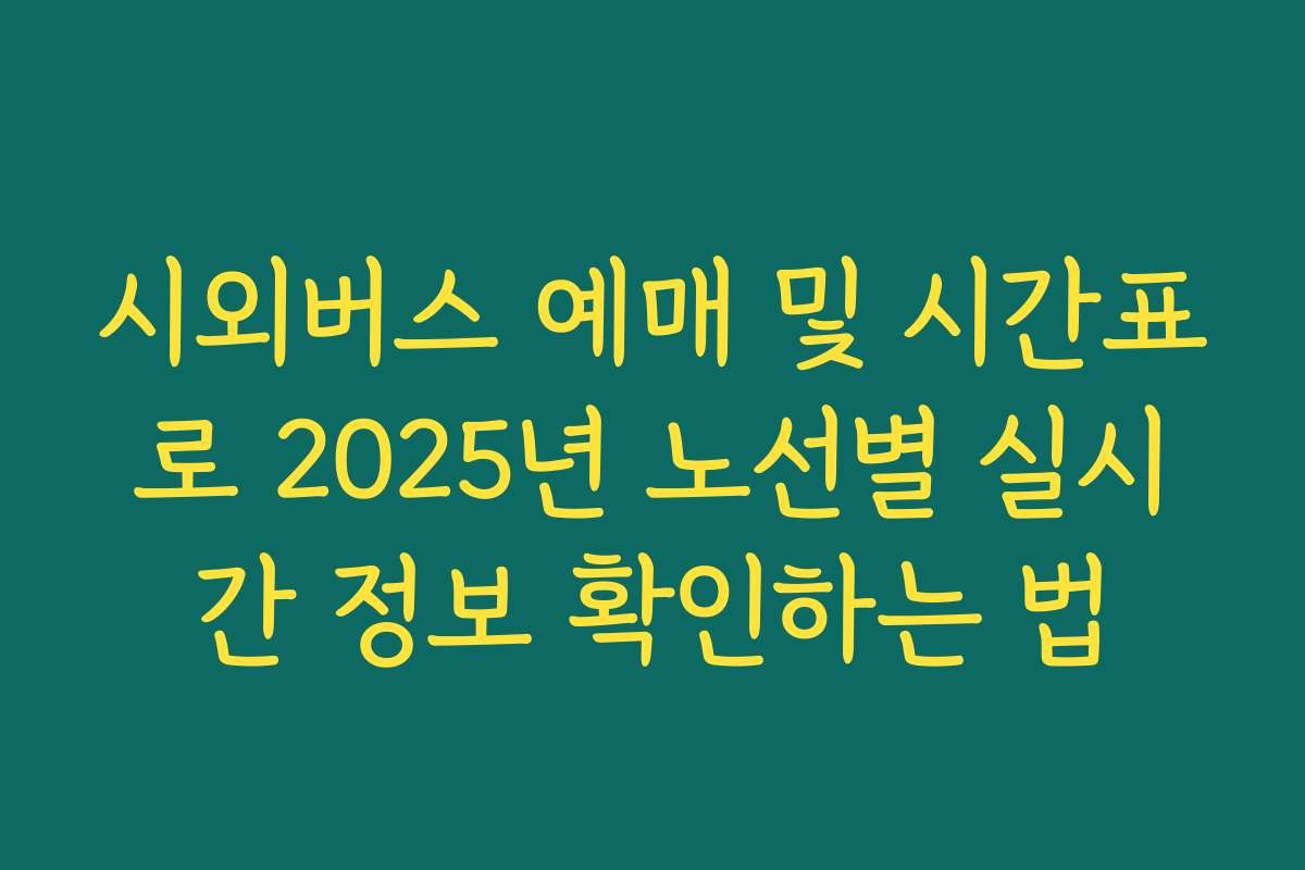 시외버스 예매 및 시간표로 2025년 노선별 실시간 정보 확인하는 법