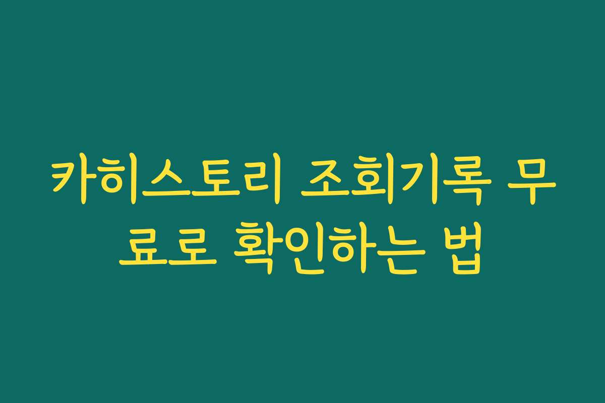 카히스토리 조회기록 무료로 확인하는 법 카히스토리 조회기록 무료로 확인하는 법