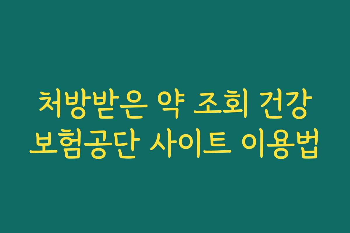 처방받은 약 조회 건강보험공단 사이트 이용법 처방받은 약 조회 건강보험공단 사이트 이용법