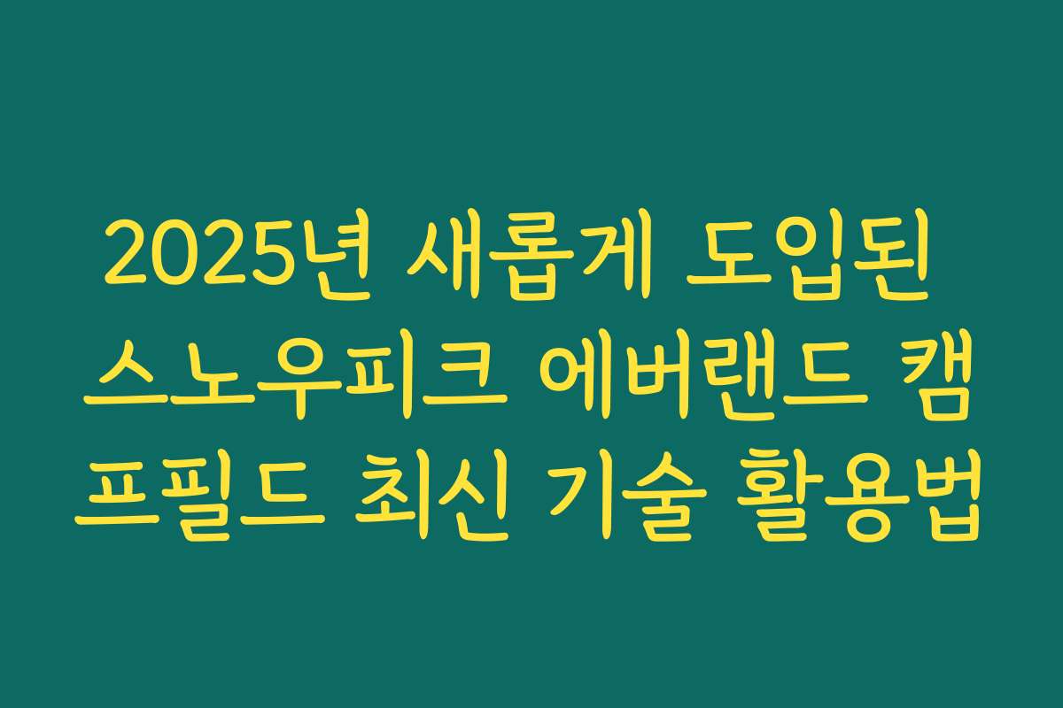 2025년 새롭게 도입된 스노우피크 에버랜드 캠프필드 최신 기술 활용법