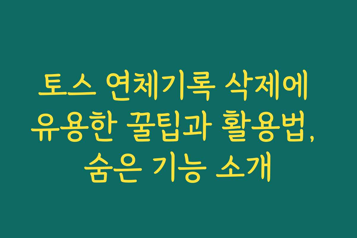 토스 연체기록 삭제에 유용한 꿀팁과 활용법, 숨은 기능 소개