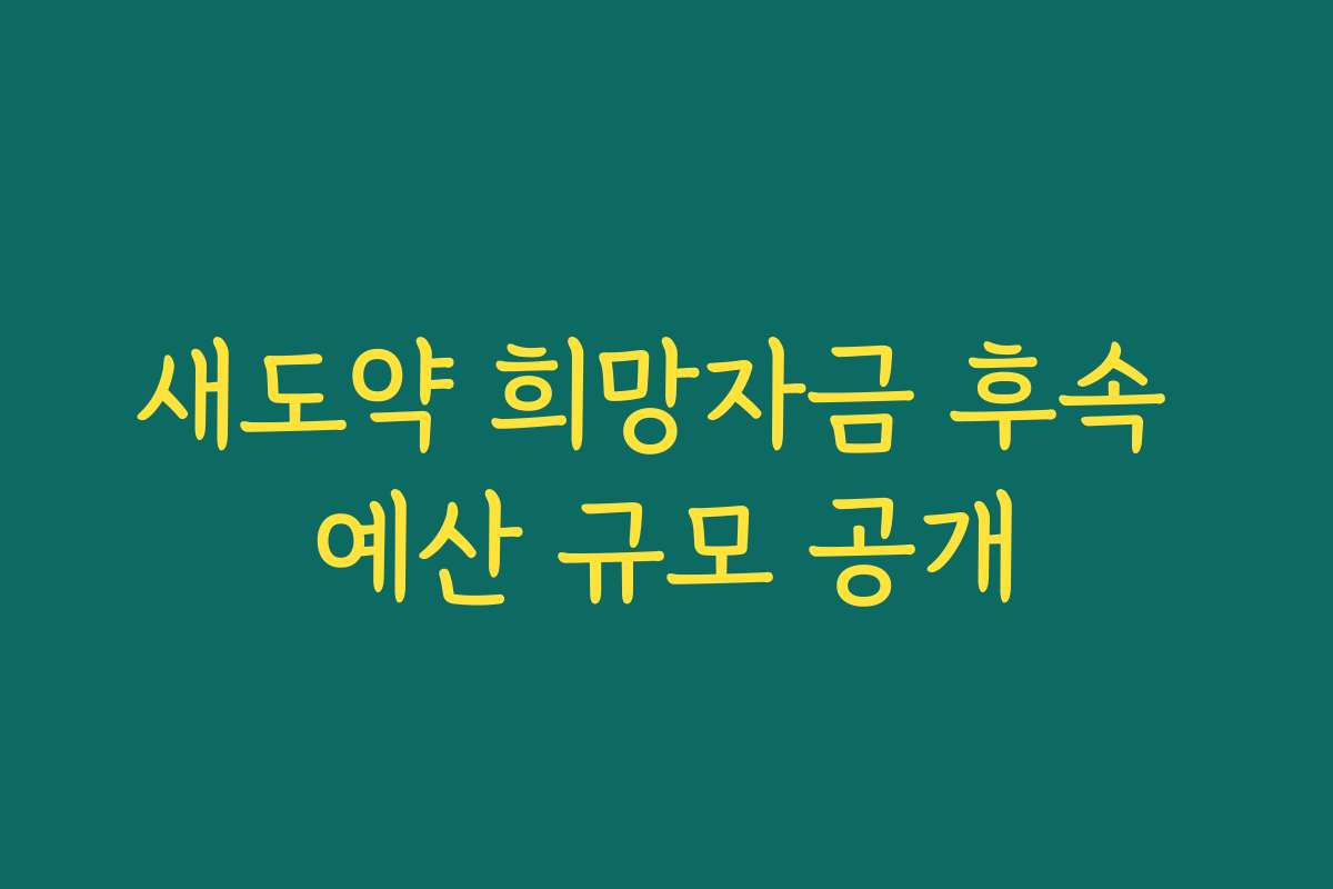 새도약 희망자금 후속 예산 규모 공개