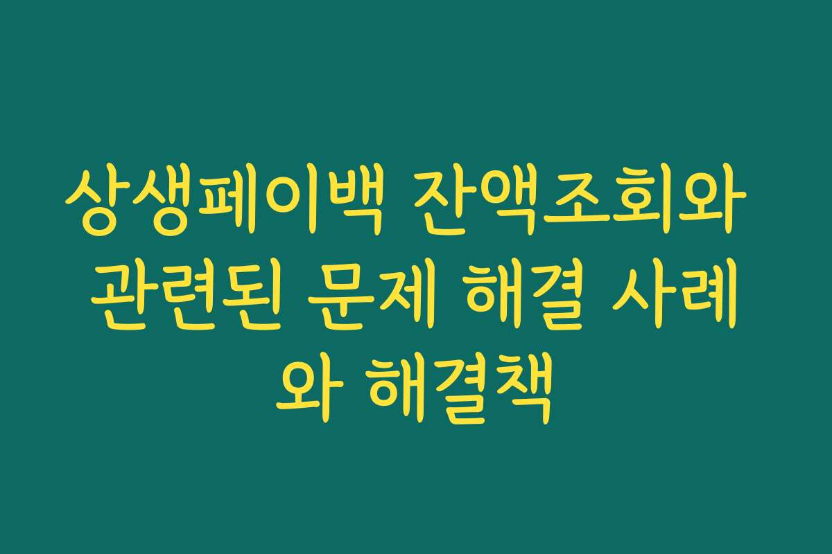 상생페이백 잔액조회와 관련된 문제 해결 사례와 해결책