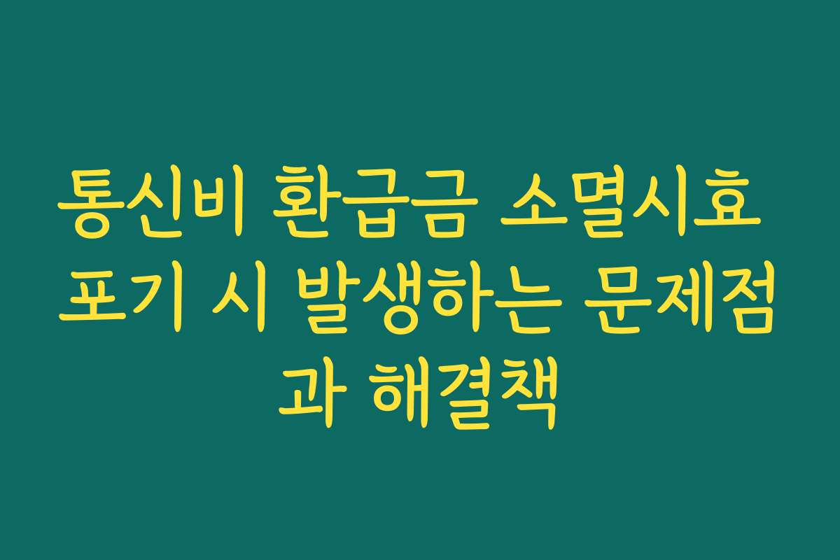 통신비 환급금 소멸시효 포기 시 발생하는 문제점과 해결책