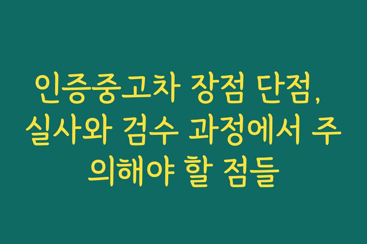 인증중고차 장점 단점, 실사와 검수 과정에서 주의해야 할 점들