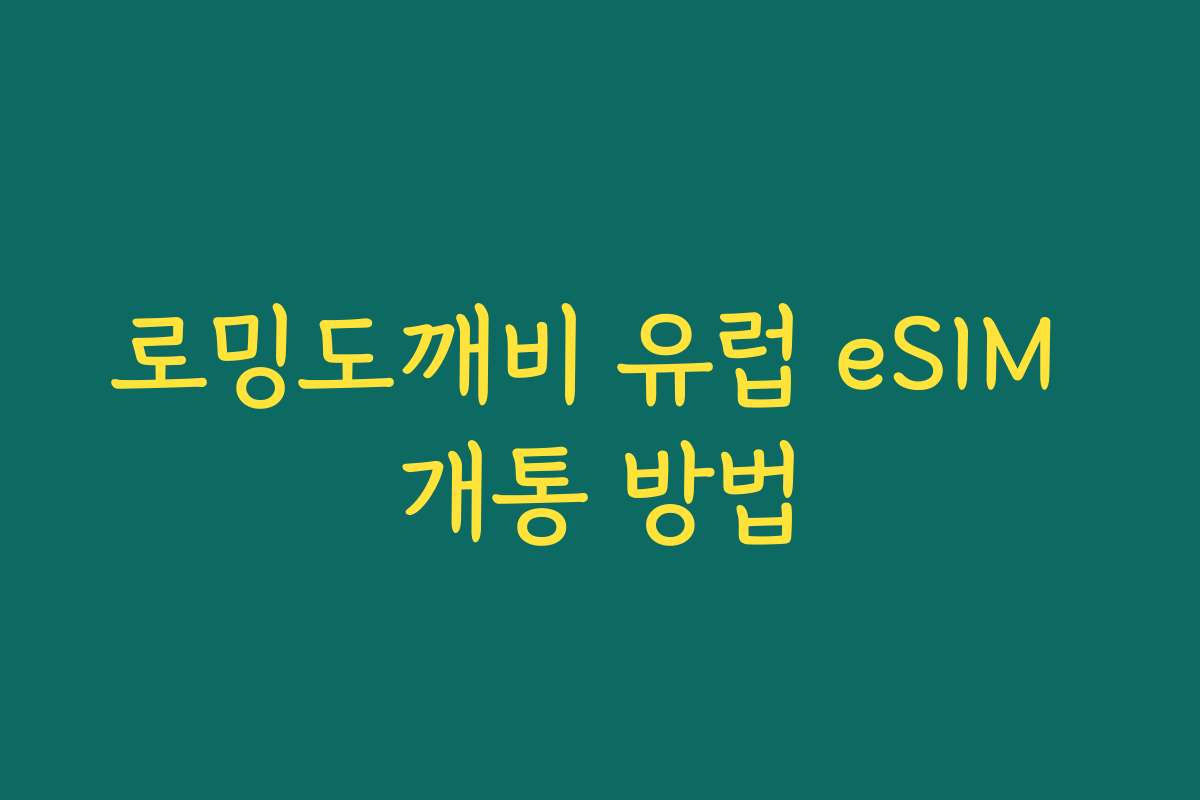 로밍도깨비 유럽 eSIM 개통 방법