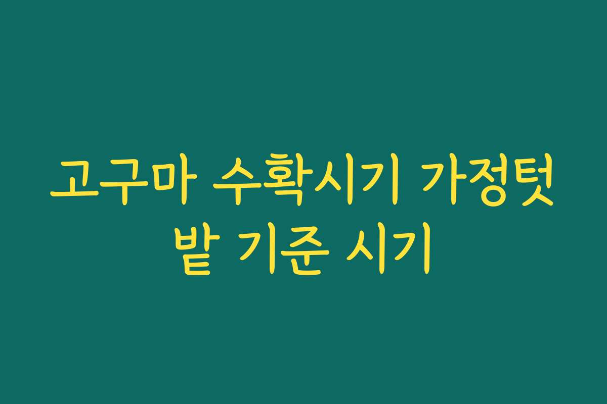 고구마 수확시기 가정텃밭 기준 시기