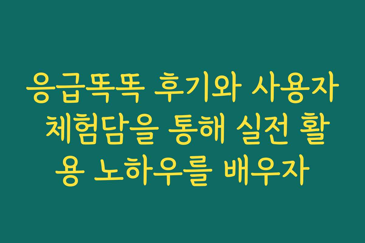 응급똑똑 후기와 사용자 체험담을 통해 실전 활용 노하우를 배우자