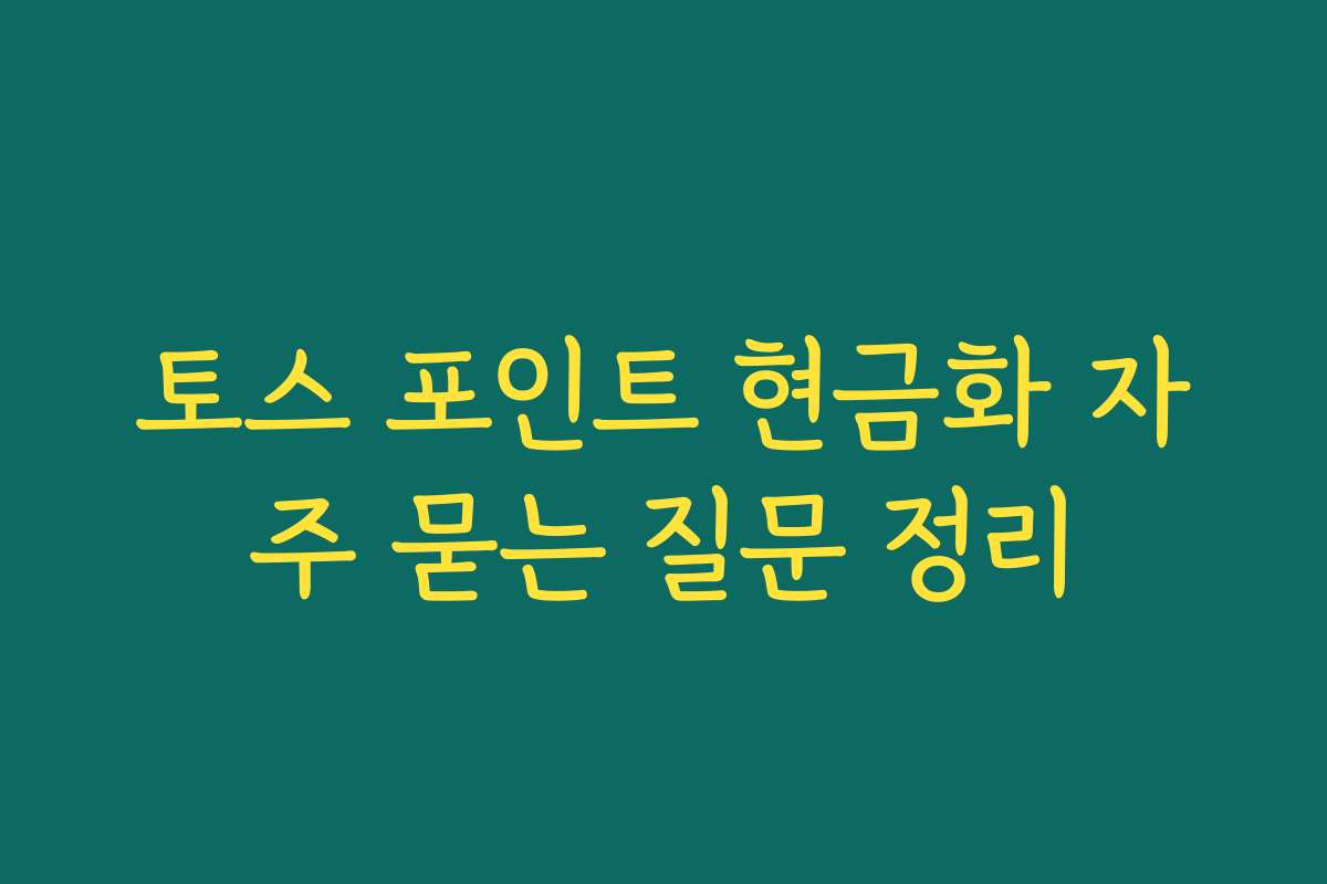 토스 포인트 현금화 자주 묻는 질문 정리