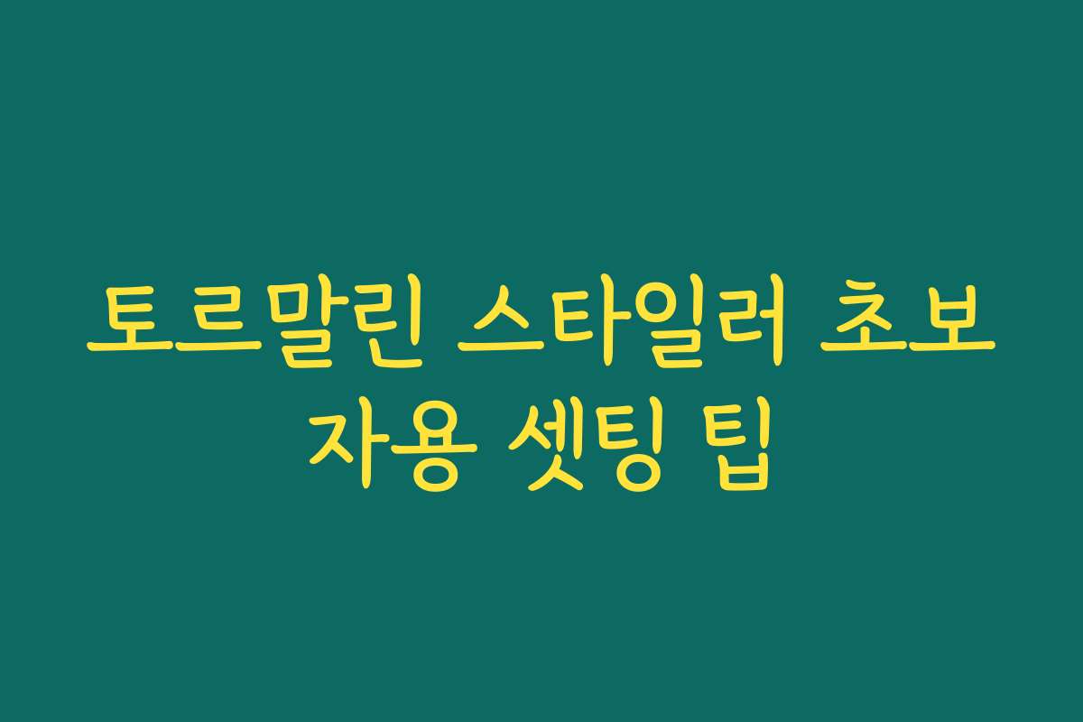 토르말린 스타일러 초보자용 셋팅 팁 토르말린 스타일러 초보자용 셋팅 팁