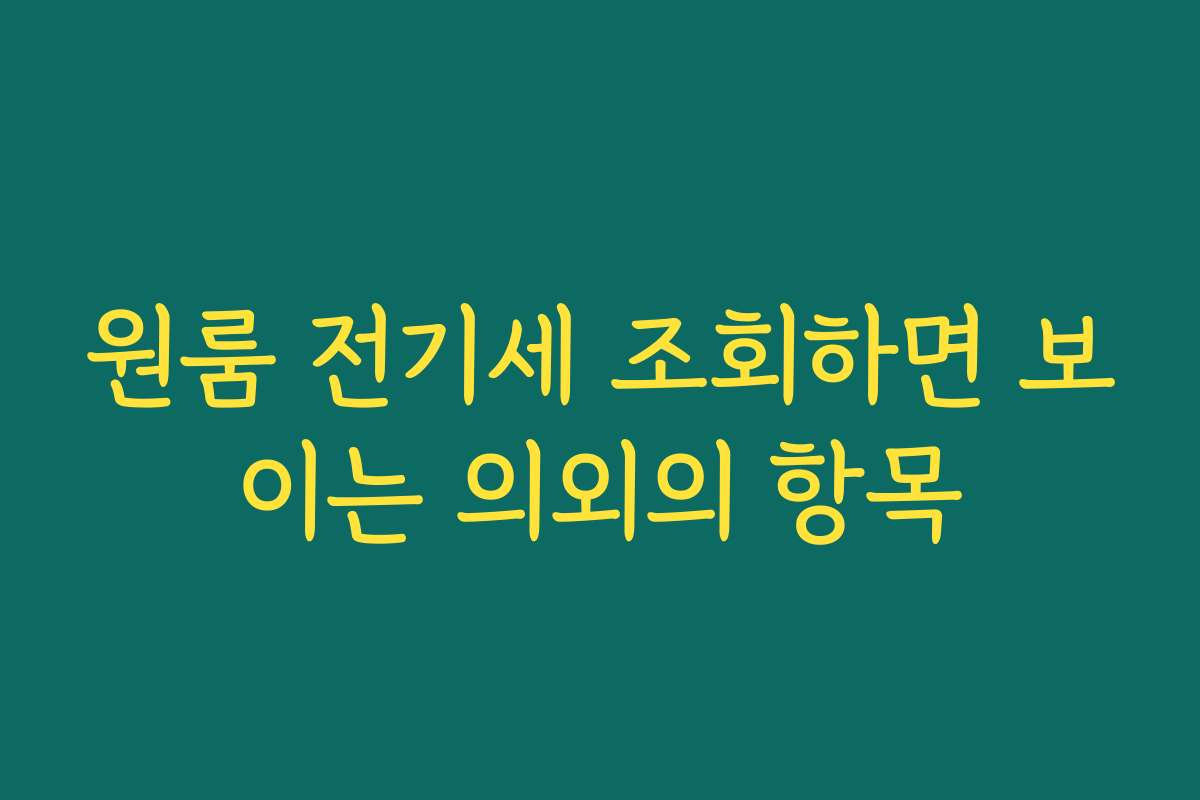 원룸 전기세 조회하면 보이는 의외의 항목