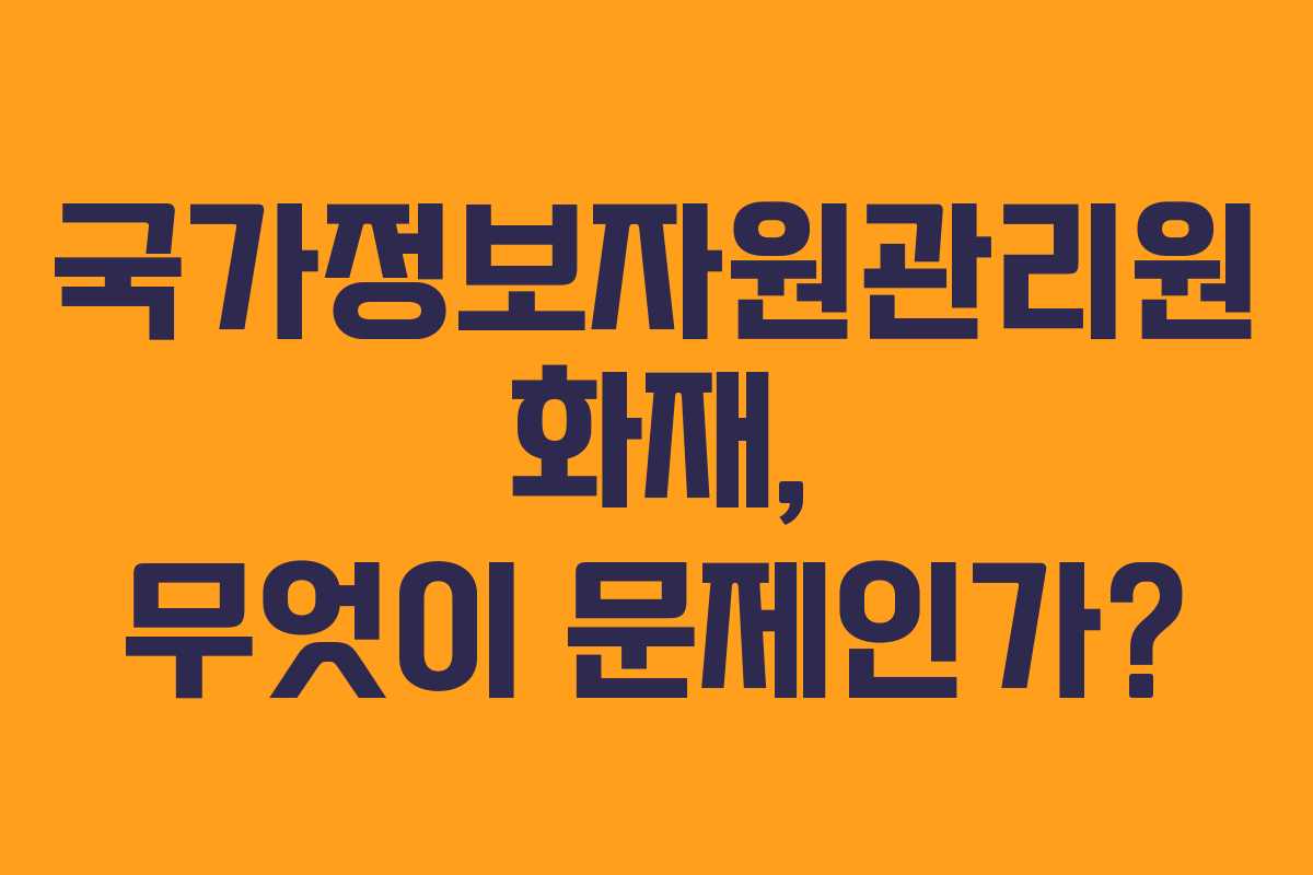 국가정보자원관리원 화재, 무엇이 문제인가?