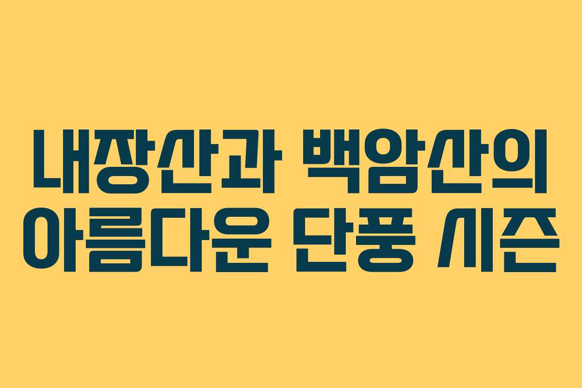 내장산과 백암산의 아름다운 단풍 시즌