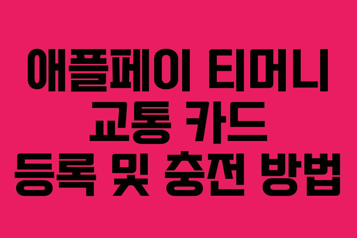 애플페이 티머니 교통 카드 등록 및 충전 방법 애플페이 티머니 교통 카드 등록 및 충전 방법