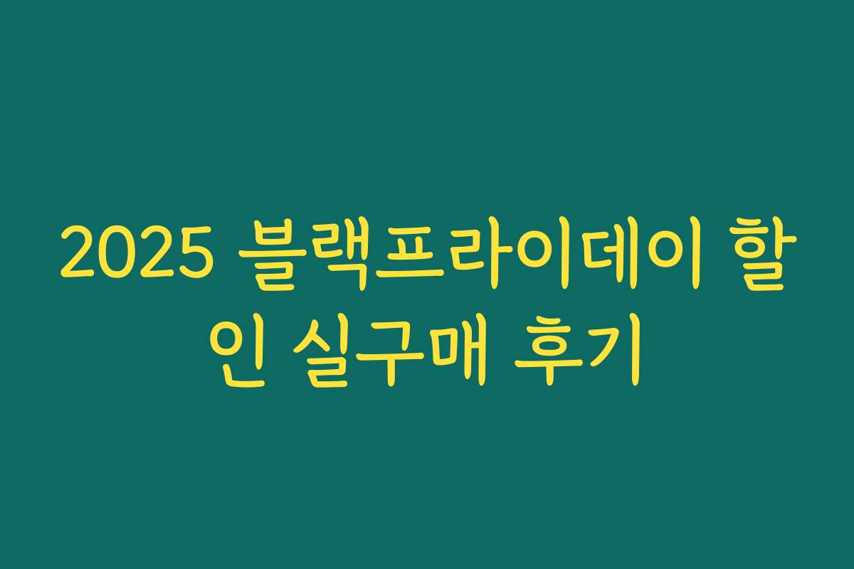 2025 블랙프라이데이 할인 실구매 후기 2025 블랙프라이데이 할인 실구매 후기