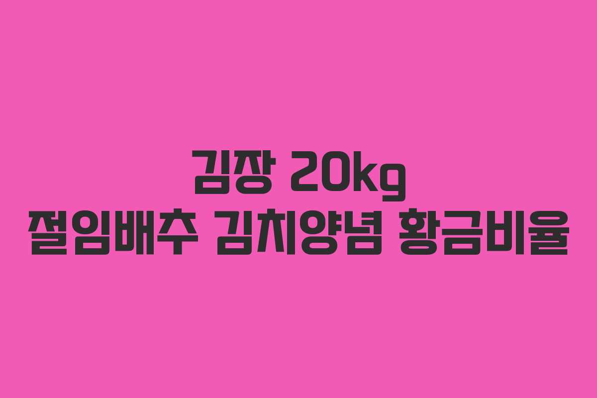 김장 20kg 절임배추 김치양념 황금비율