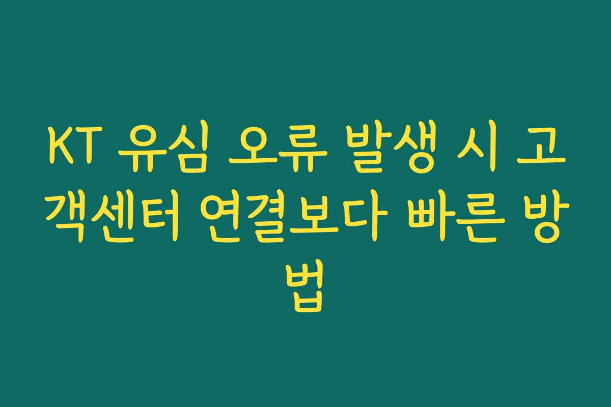KT 유심 오류 발생 시 고객센터 연결보다 빠른 방법