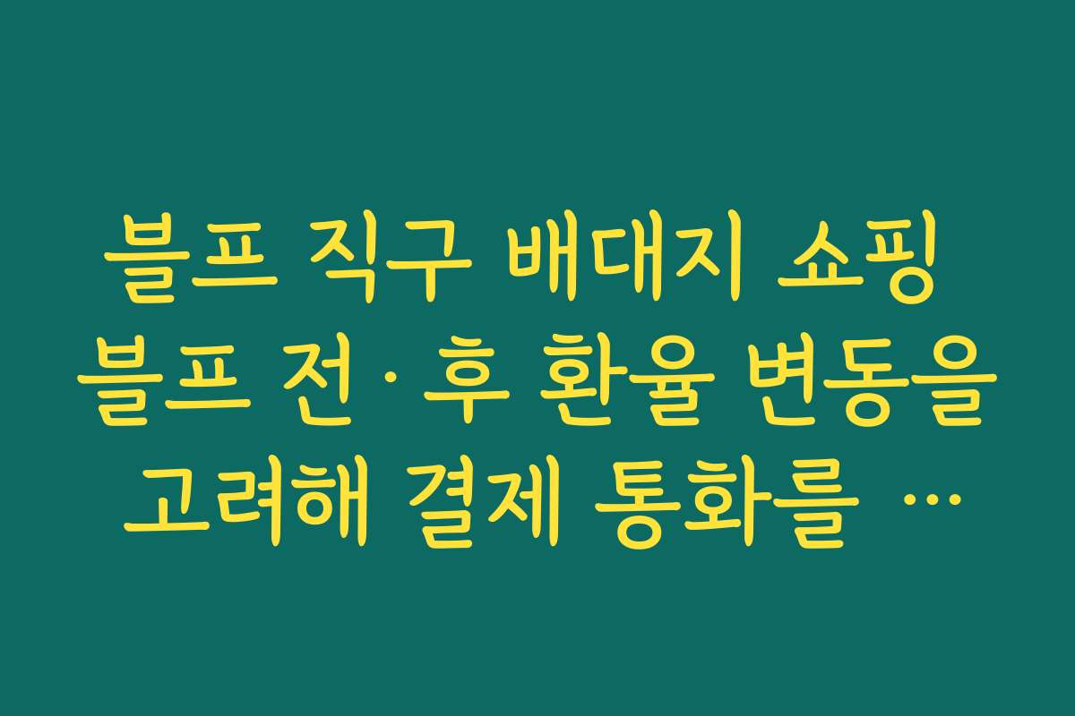 블프 직구 배대지 쇼핑 블프 전·후 환율 변동을 고려해 결제 통화를 선택하는 실전 전략