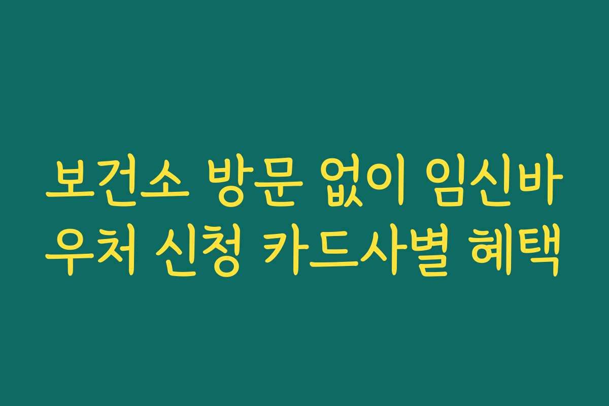 보건소 방문 없이 임신바우처 신청 카드사별 혜택