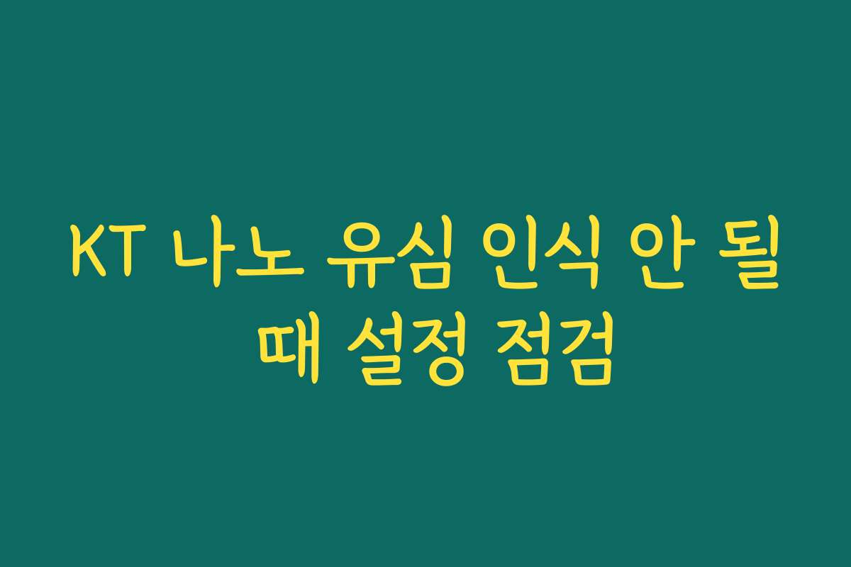 KT 나노 유심 인식 안 될 때 설정 점검