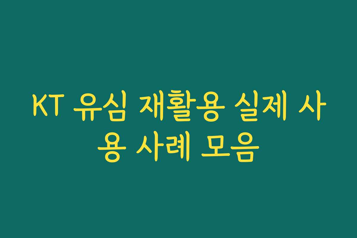 KT 유심 재활용 실제 사용 사례 모음