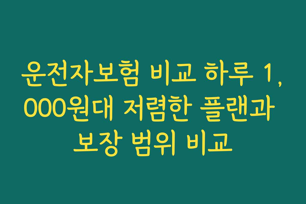 운전자보험 비교 하루 1,000원대 저렴한 플랜과 보장 범위 비교