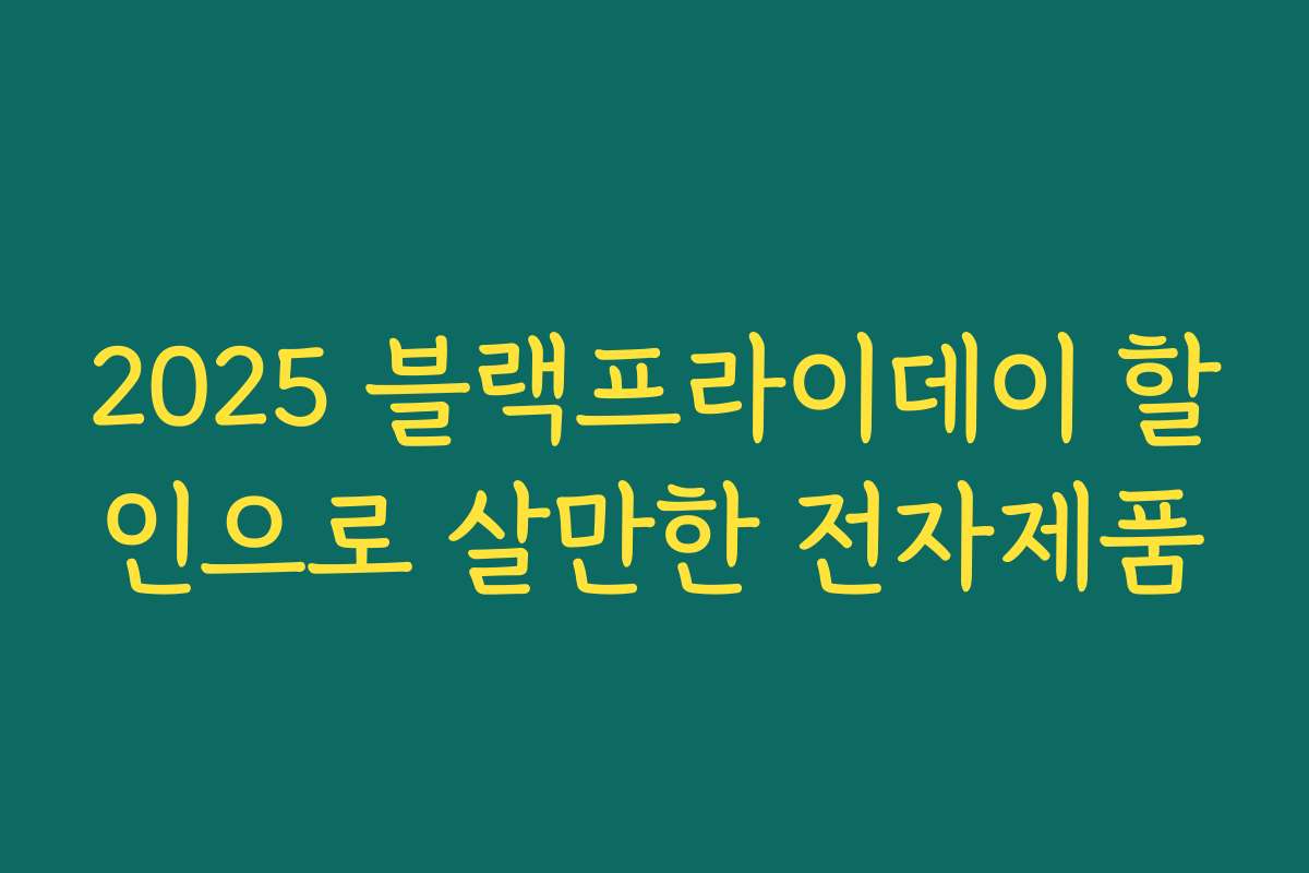 2025 블랙프라이데이 할인으로 살만한 전자제품 2025 블랙프라이데이 할인으로 살만한 전자제품