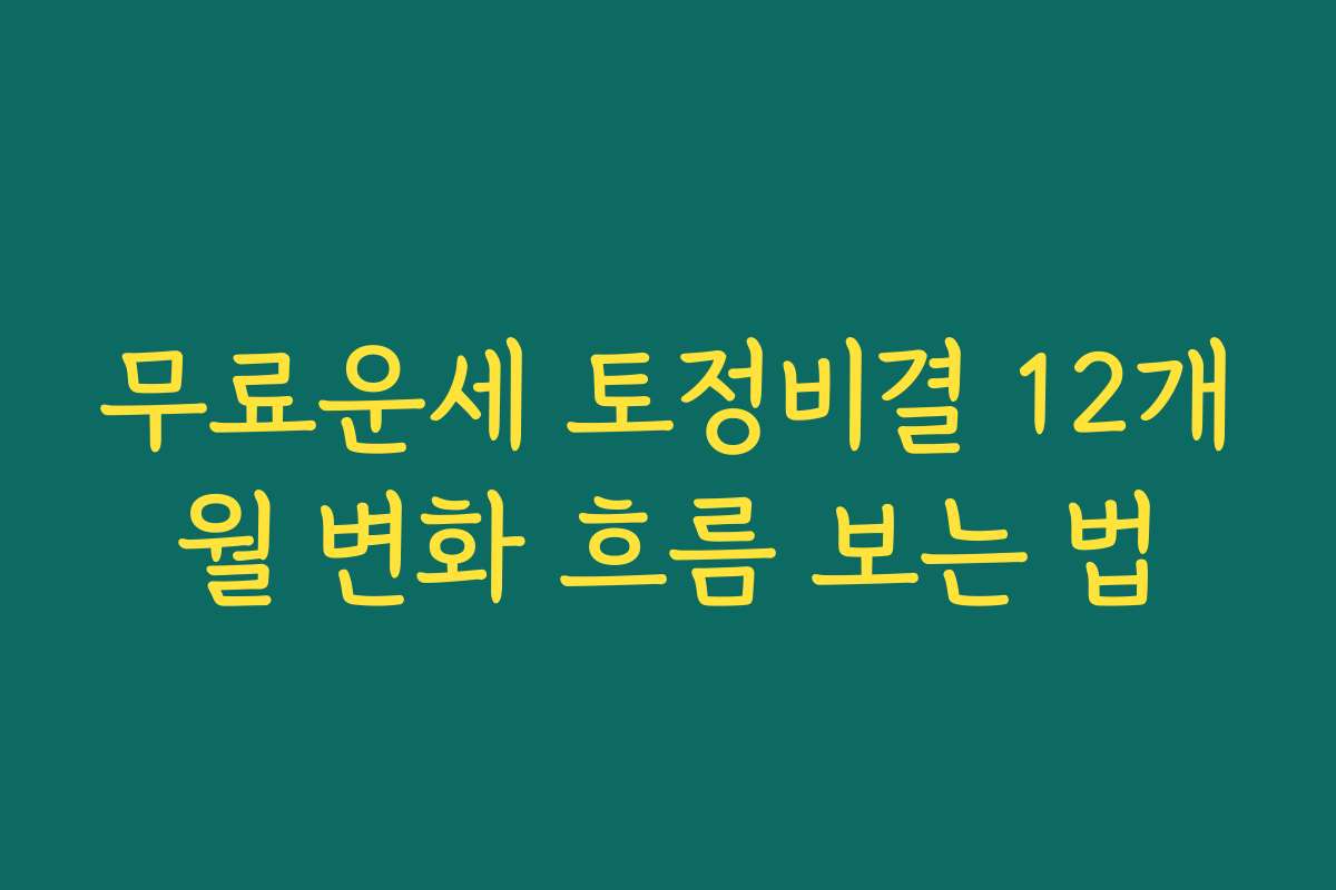 무료운세 토정비결 12개월 변화 흐름 보는 법